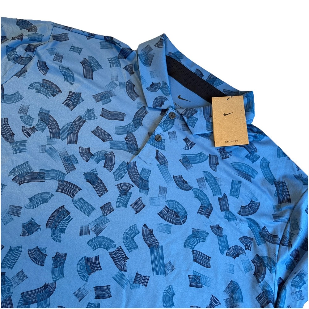 NIKE Tour Dri-Fit Men's Golf‎ Polo Micro Print  Blue/blue  XXL NEW